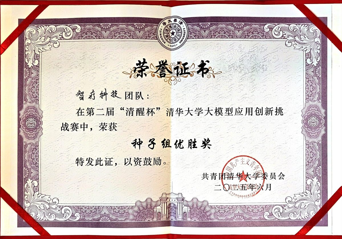 Qingxing Cup innovation challenge certificate